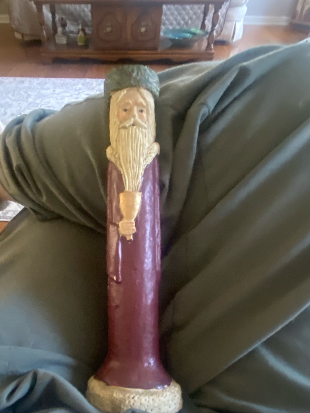 Handcrafted Purple Santa Candlestick Holder Figurine Decorative Accent